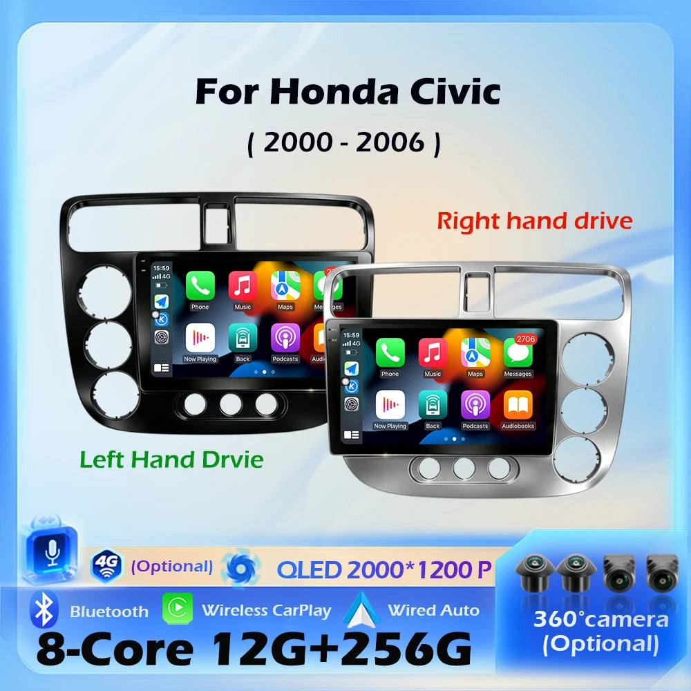for Honda Civic 2000 - 2006 Car Radio Multimedia Video Player Android 16 Wireless CarPlay