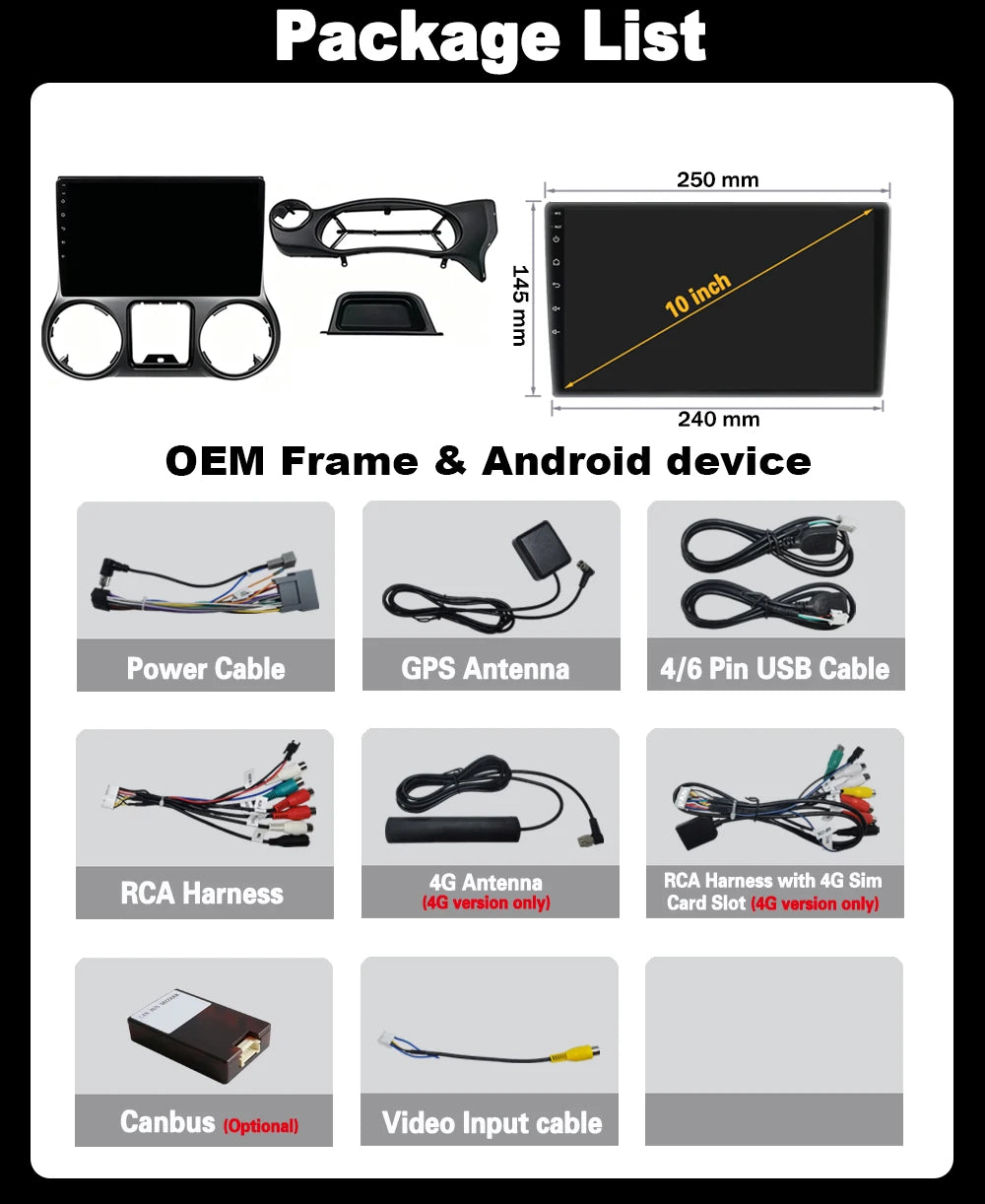 Android 16 For Jeep Wrangler 3 JK 2010 - 2018 LHD RHD Car Radio Player Multimedia Navigati