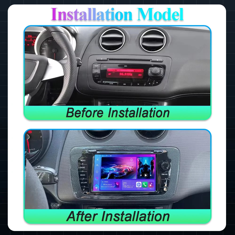 Android 16 For Seat Ibiza 6j 2009 2010 2011 2012 Multimedia Video Player Gps navigation Ca | AUTOKITSHOP