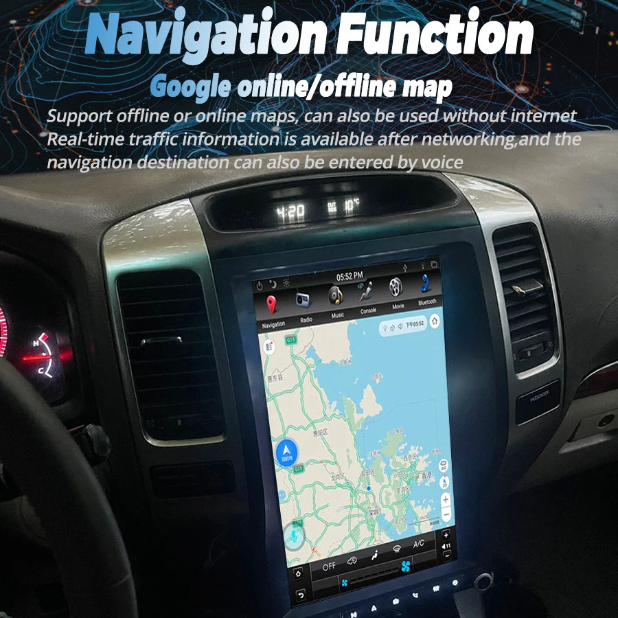 For Toyota Land Cruiser Prado LC120 GPS Car Radio 13.6inch Multimedia Video Player Autorad