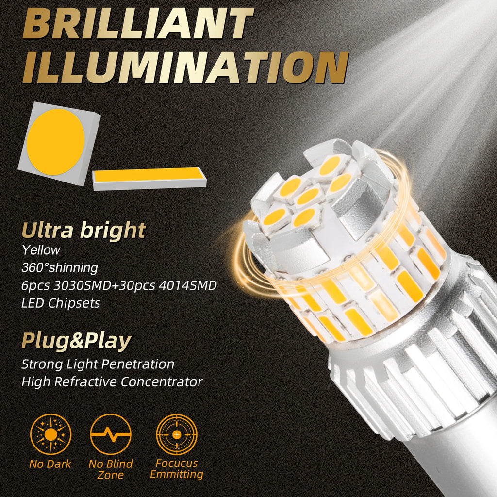 HYNBYZJ 2Pcs P21W 1156 BA15S Canbus 1157 BAY15D P21/5W 7443 3157 LED Bulbs 1200L for BAY15D BA15S P21W - LED Daytime Run