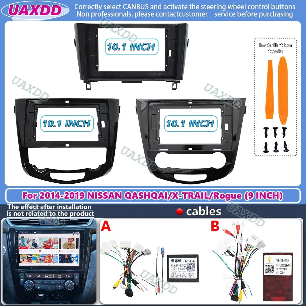 10.1INCH Radio Frame for NISSAN X-Trail Qashqai Rogue 2014-2019 Double Din Android Dash Ki