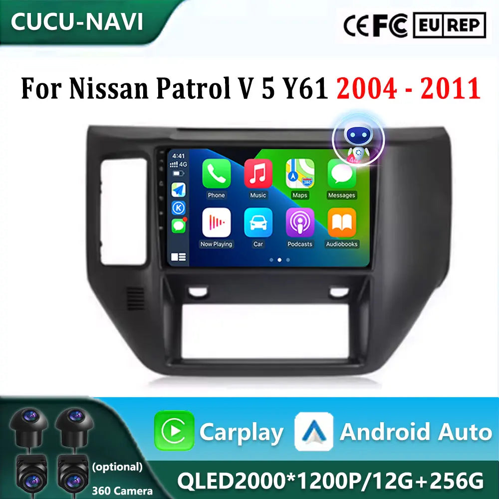 9"Android 16 Carplay Auto For Nissan Patrol V 5 Y61 2004 - 2011 Car Radio Multimedia Video | AUTOKITSHOP