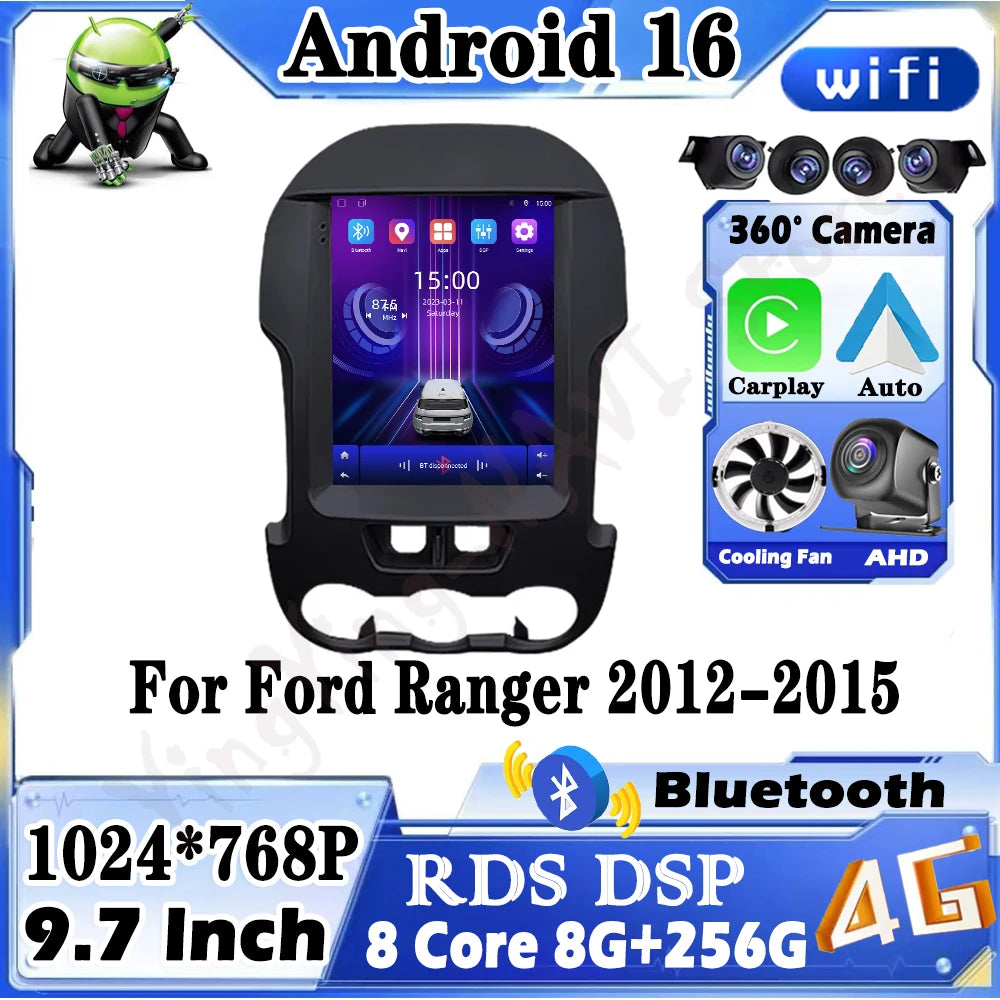 Android 16 for Ford Ranger 2012-2015 Car Video Player Multimedia Radio Auto GPS Navigation