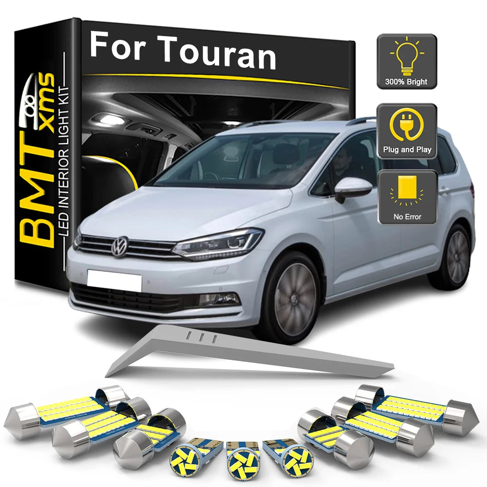 15-Piece LED Interior Light Kit for Volkswagen VW Touran 1T1 1T2 2003-2006 - Canbus Dome Map Door Trunk Bulbs | AUTOK...