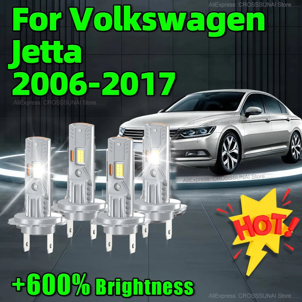 2/4Pcs LED Headlight Mini Size 400W H7 Car Light Bulbs Play and Play For Volkswagen Jetta