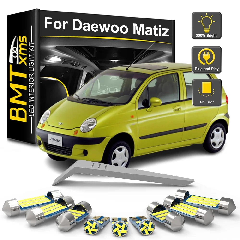 LED Interior Light Kit for Daewoo Matiz M100 M150 M200 M300 1998-2013 - Canbus Dome Map Door Trunk Bulbs | AUTOKITSHOP
