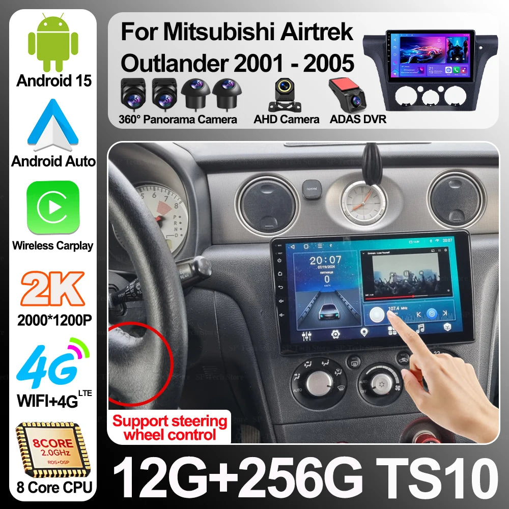 Android 16 Radio For Mitsubishi Airtrek Outlander 2001-2005 Multimedia Head Unit Screen Na | AUTOKITSHOP