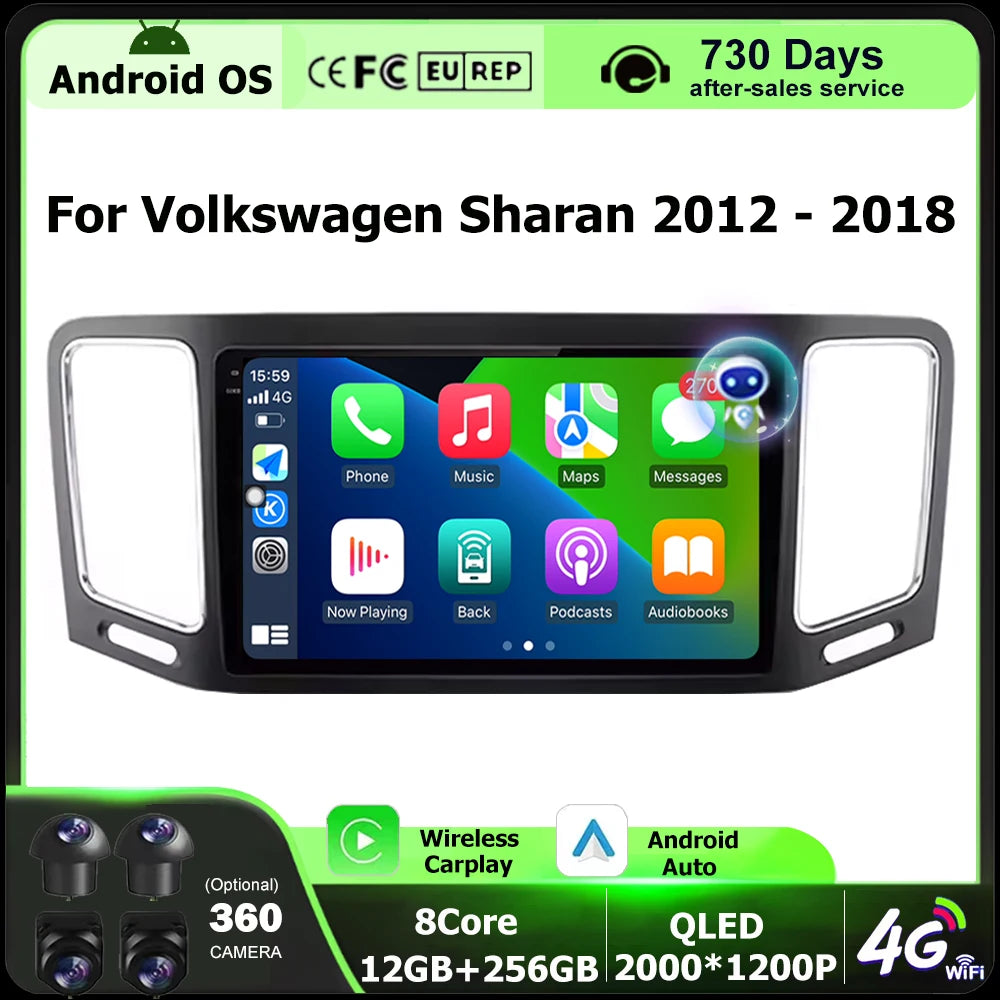 Android 16 Auto For VW Volkswagen Sharan 2012 - 2018 Car Radio Multimedia Video Player GPS