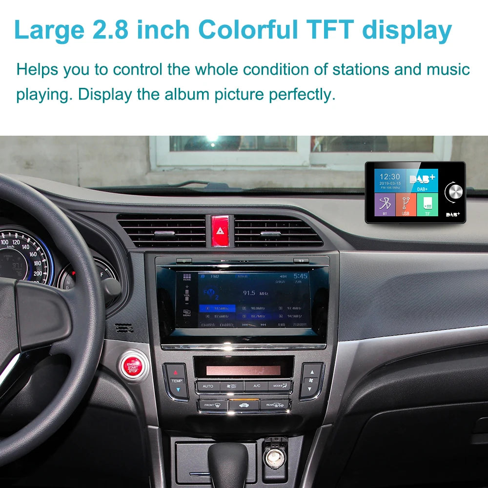 DAB+ Car Digital Radio FM Receiver BT SD TF MP3 Player 2.8 Inch Screen DAB for European Ca | AUTOKITSHOP