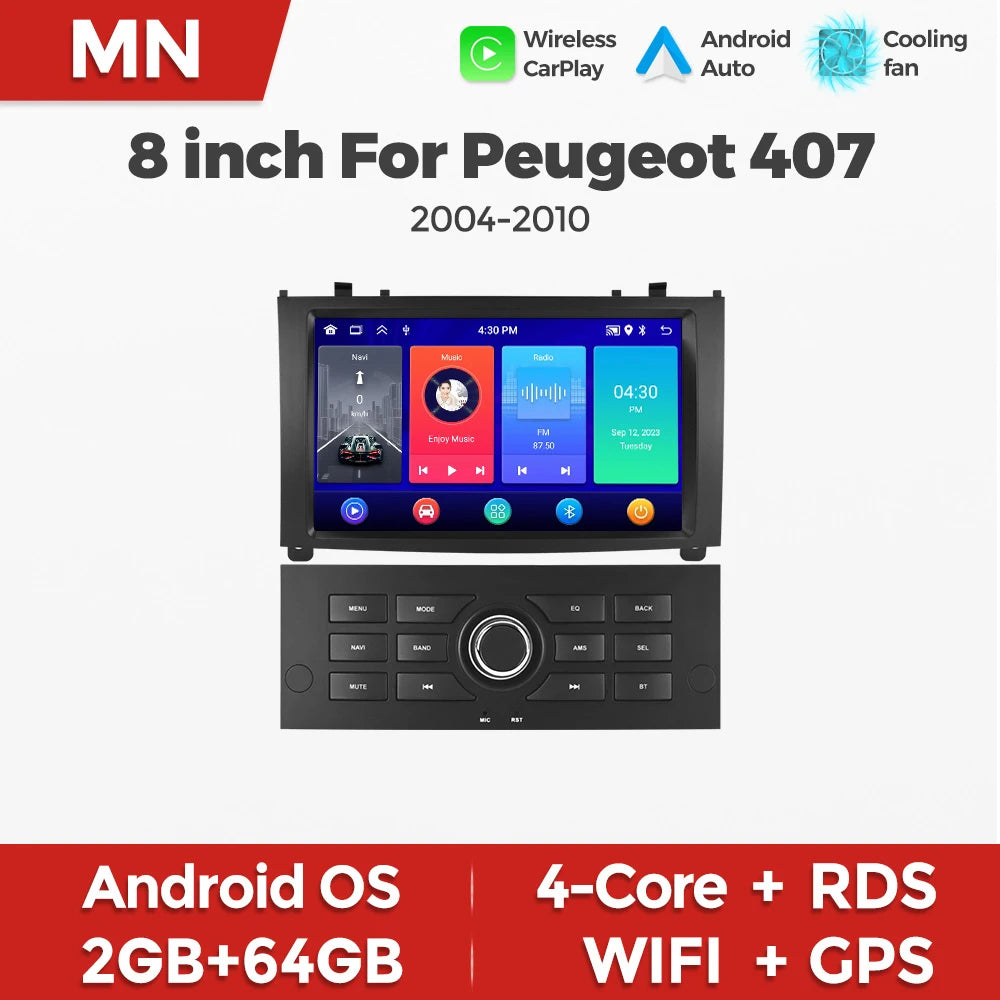 MEKEDE&NAVIFLY Intelligent Car audio system Car Radio For Peugeot 407 cc SW 407CC 2004 - 2