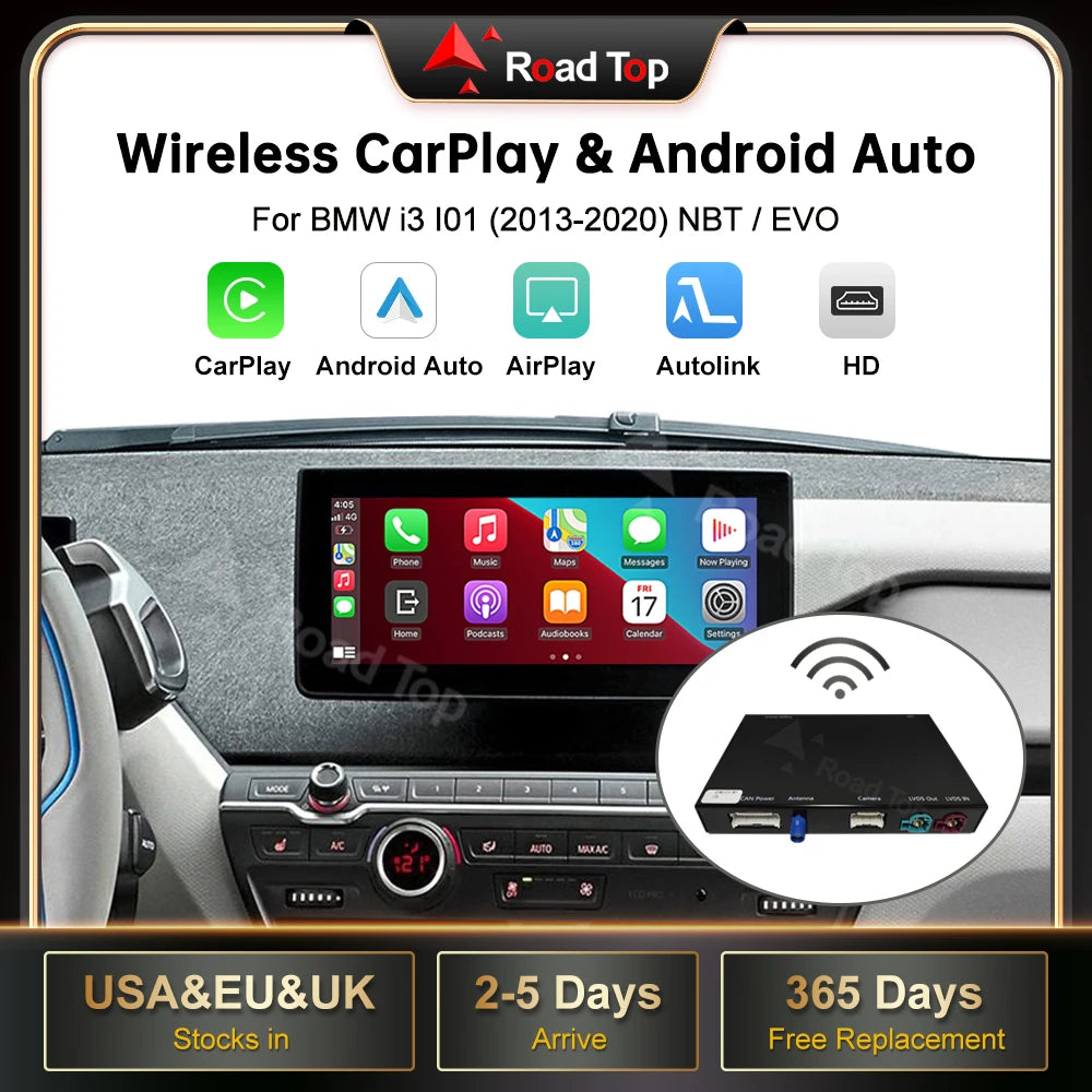 CN Wireless CarPlay for BMW i3 I01 NBT EVO System 2013 -2020, with Android Auto Mirror Lin