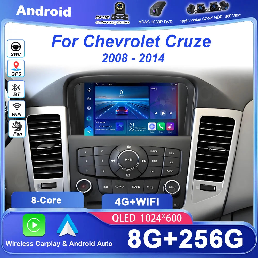 7" Android 16 Car For Chevrolet Cruze 2008 - 2014 Car Radio Video Player Multimedia GPS Ca