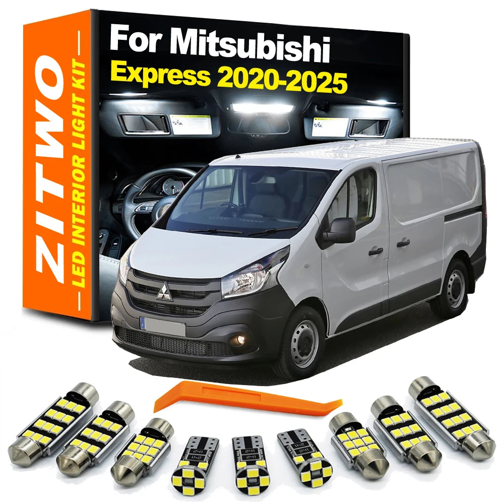 ZITWO Car Accessories 14Pcs For Mitsubishi Express 2020 2021 2022 2023 2024 2025 LED Interior Map Dome Reading Trunk Light Kit