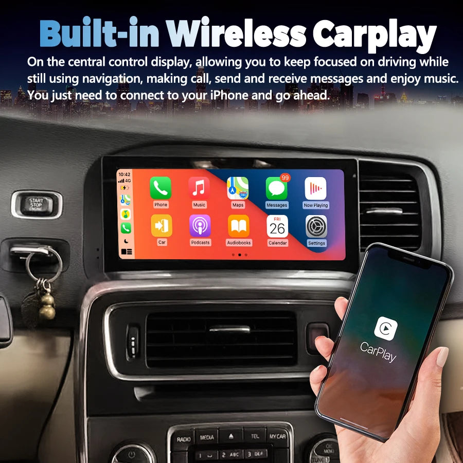 8.8" Qled Screen GPS Navigation For Volvo S60 V60 2011-2020 256G Android Car HU Multimedia
