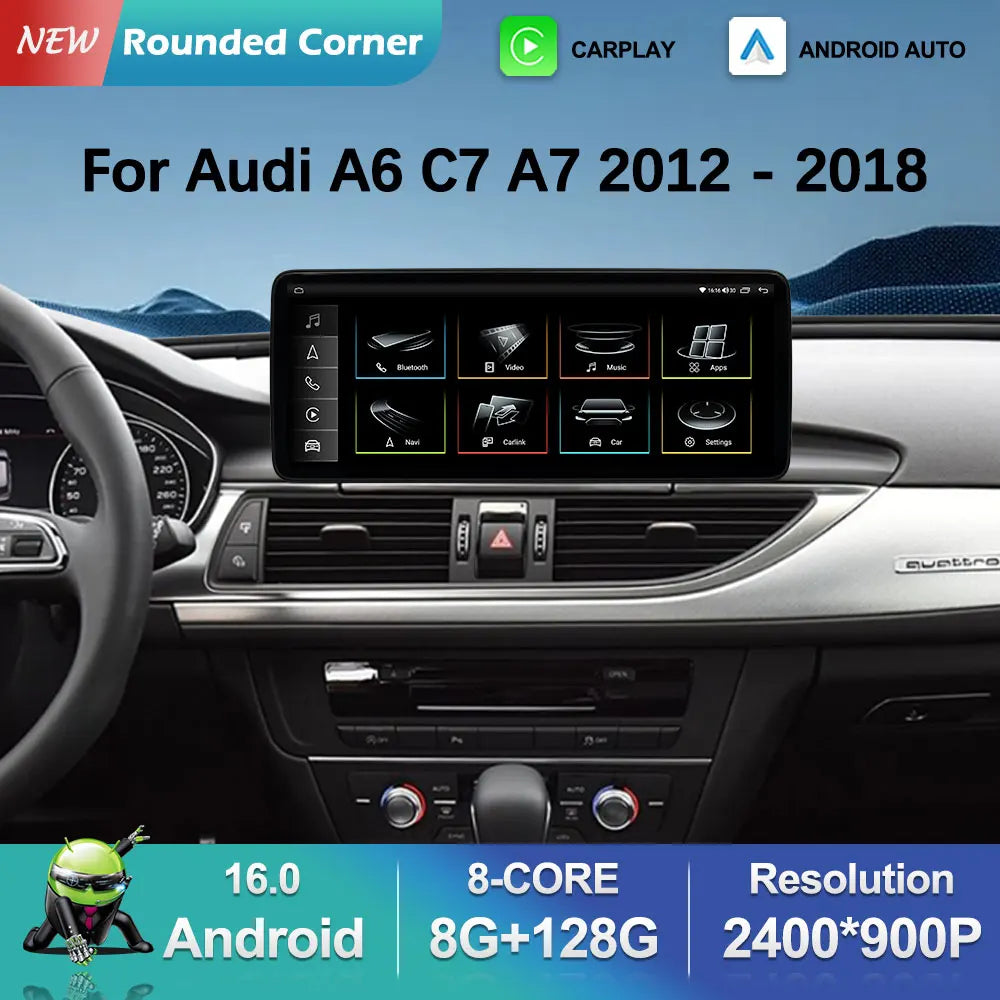 Android 16 QLED Screen for Audi A6 C7 A7 2012 - 2018 BT GPS Navigation WiFi Car Radio Audi