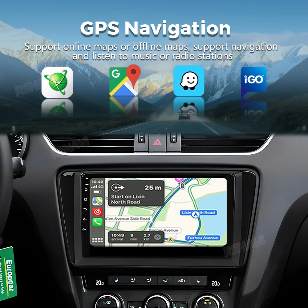 Android 16 For Skoda Octavia 2 A5 2007-2014 2K QLED Android Car Radio Multimedia Video Pla