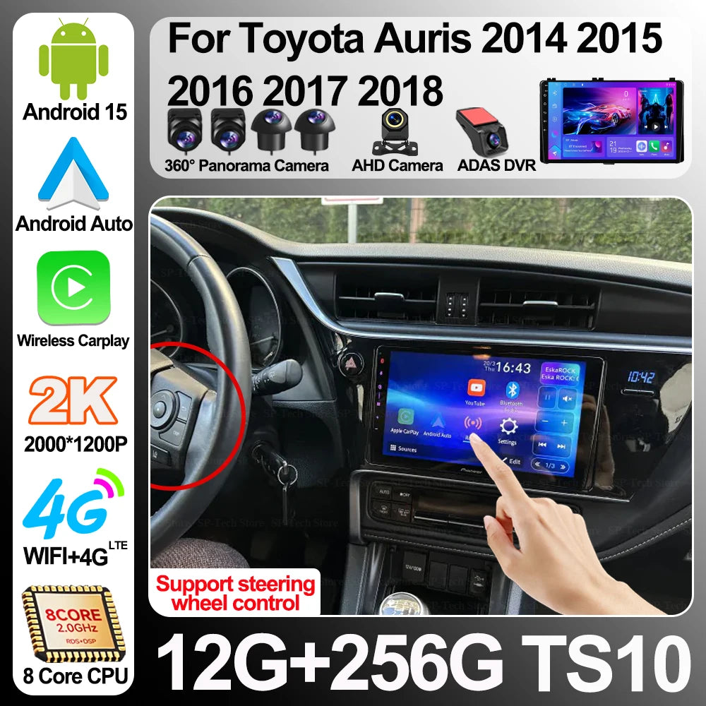 Android 16 For Toyota Auris 2014 2015 2016 2017 2018 Multimedia Video Player 2din Stereo H | AUTOKITSHOP