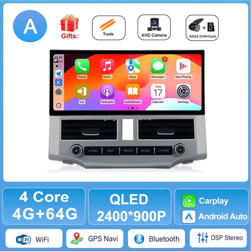 12.3" Android 15 Car Stereo for Toyota 4Runner 2007-2021 – Wireless CarPlay, GPS Navigation, Bluetooth DSP | A