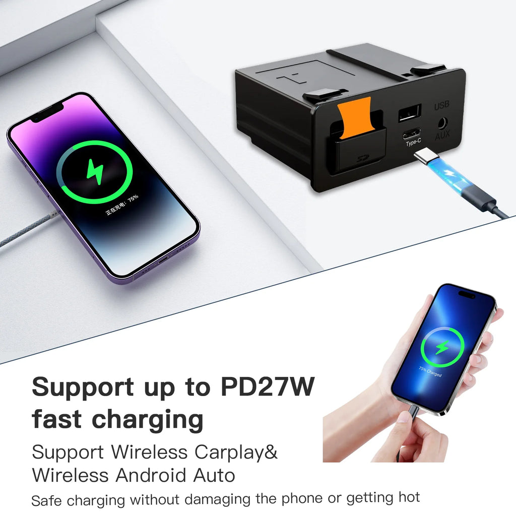CARABC TYPE-C Wired CarPlay Android Auto OEM Retrofit USB HUB for Mazda 2 3 6 CX3 CX5 CX8