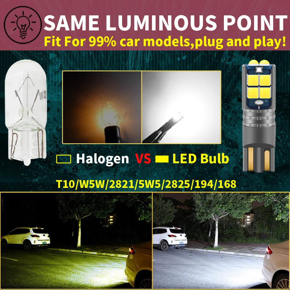 2-Piece LED Interior Light Kit for W5W T10 - Canbus Error-Free Interior Bulbs