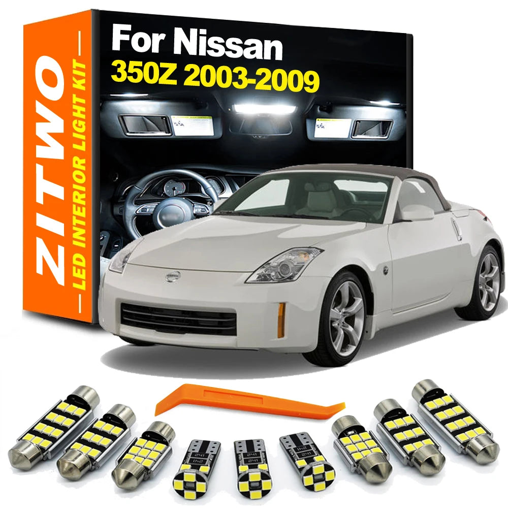 ZITWO 11Pcs LED Interior Dome Map Reading Trunk Light License Plate Bulb Kit For Nissan 350Z 2003 2004 2005 2006 2007 2008 2009