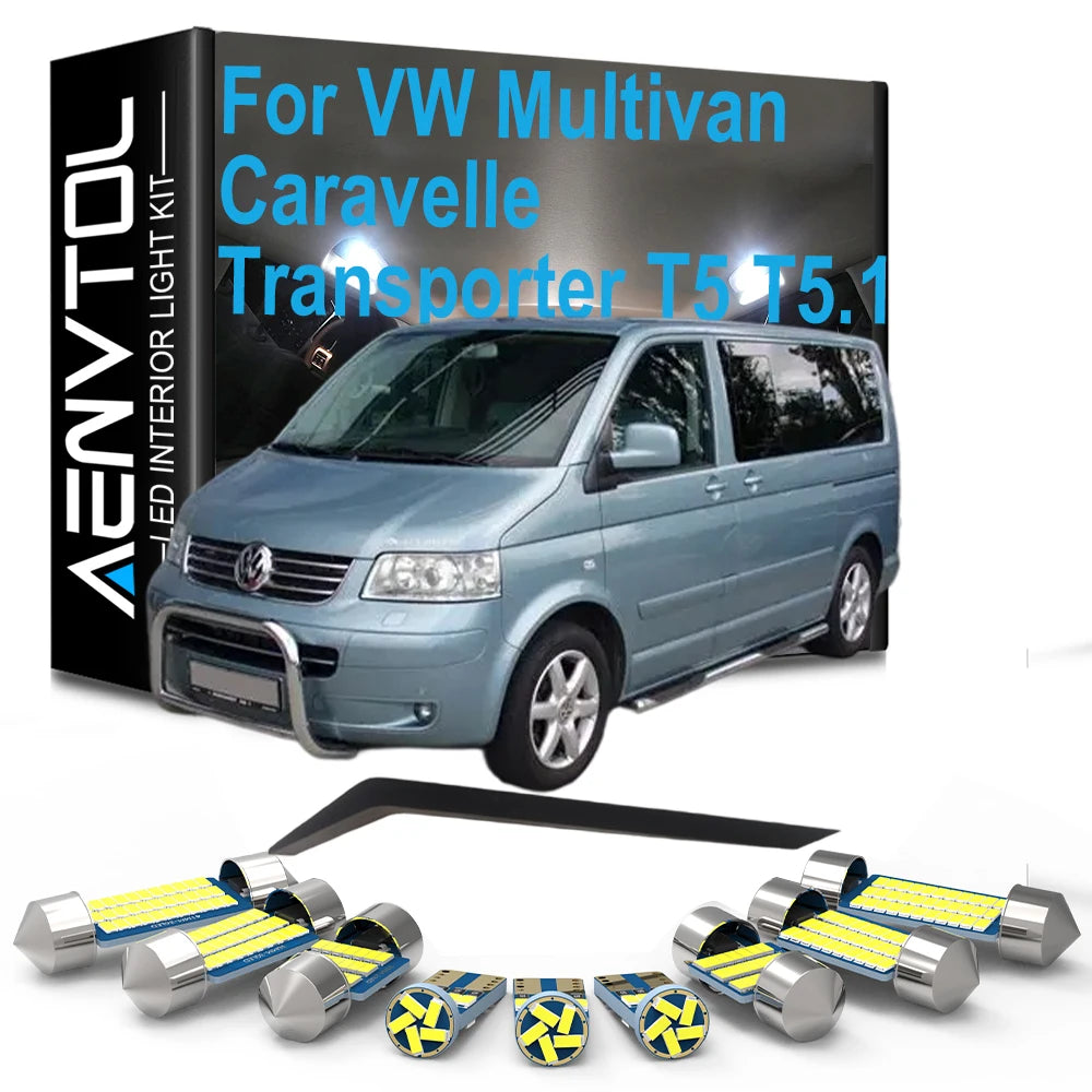 19-Piece LED Interior Light Kit for VW T5 2003-2011 - Canbus Error-Free Interior Bulbs