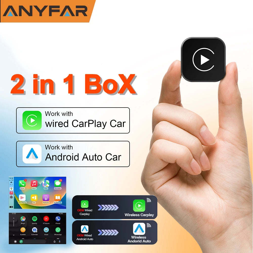 Wireless Carplay Adapter 2 in 1 Converts Wired to Wireless Carplay Adapter for iPhone and