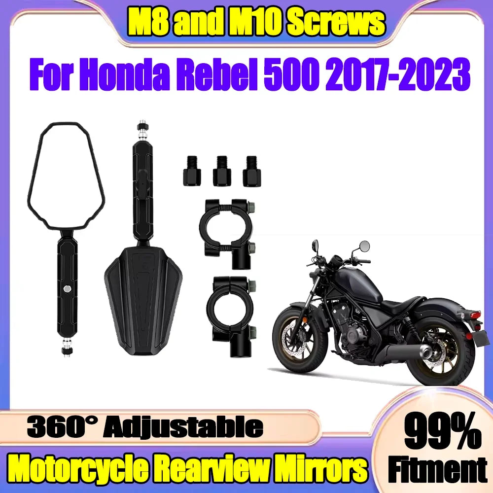 Motorcycle Rearview Mirrors With Screw Off Road Wide Side Mirror For Honda Rebel 500 2017