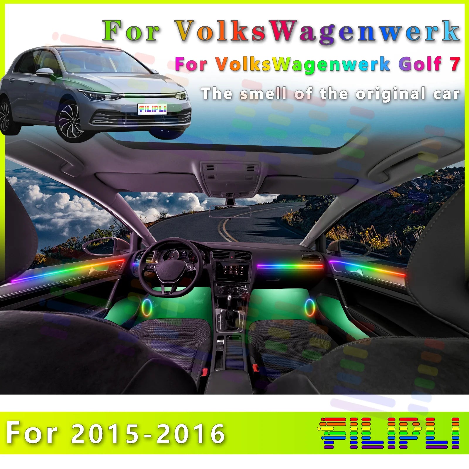 RGB - Ambient Light - for VW 2015-2016 - App Control - Car Interior Lighting | AUTOKITSHOP
