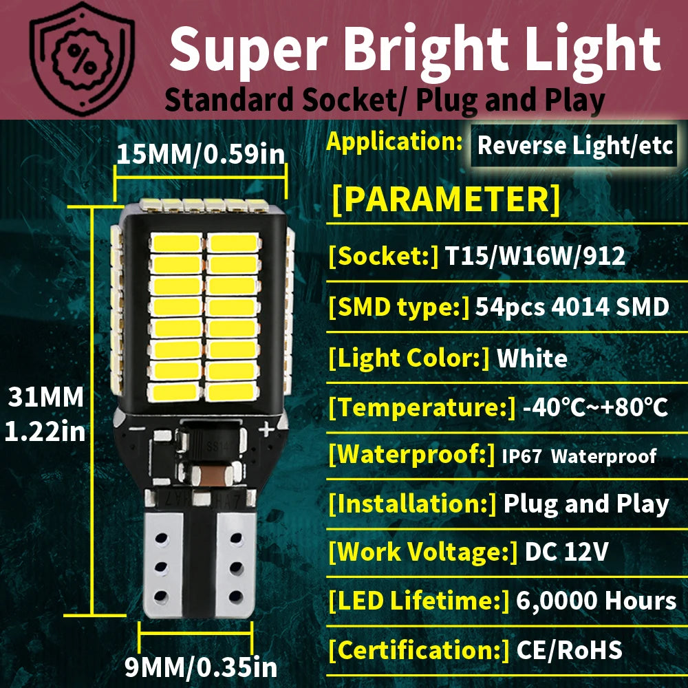 W16W T15 921 LED Canbus Reverse Light Blub Back Up Lamp For BMW E90 F10 E87 E60 F11 E61 F2