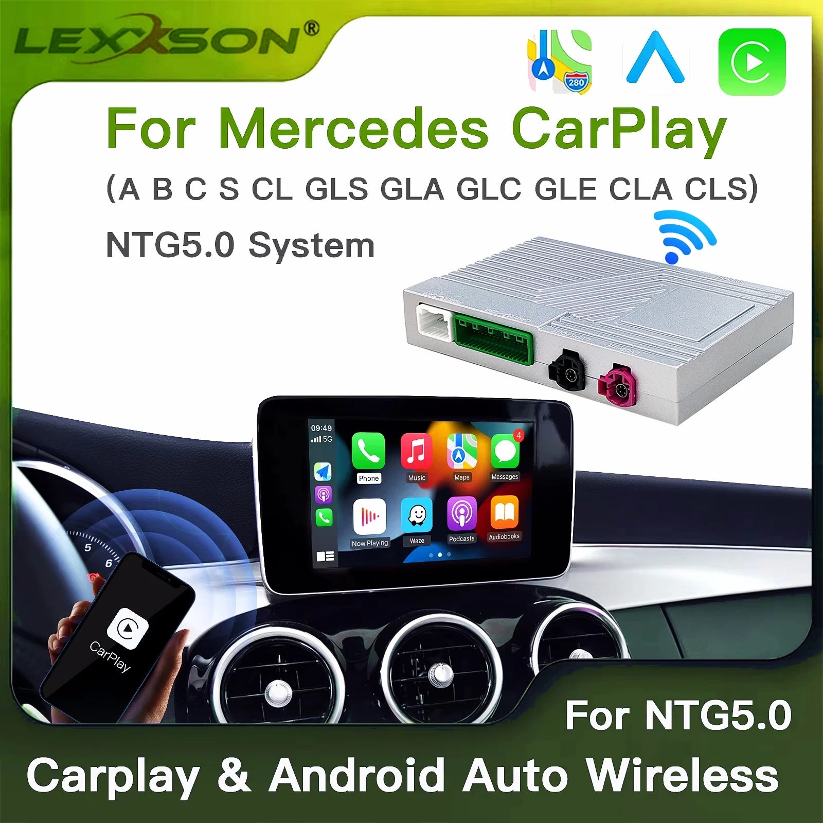 LEXXSON For NTG 5.0 Wireless CarPlay Adapter Android Auto Module For Benz For C GLC W205 A | AUTOKITSHOP