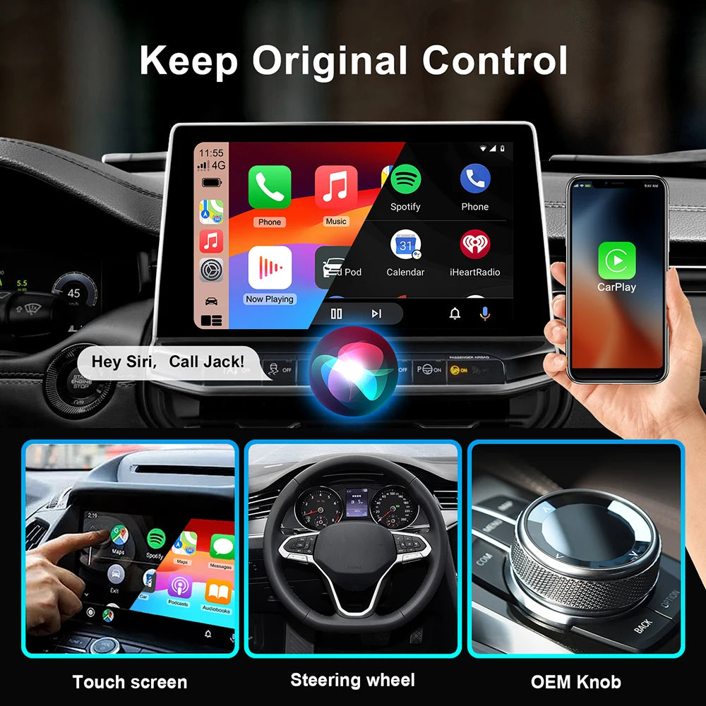 Wireless Carplay Adapter Android Auto 2in 1 Smart Dongle 2024 5G WIFI For iphone Android P