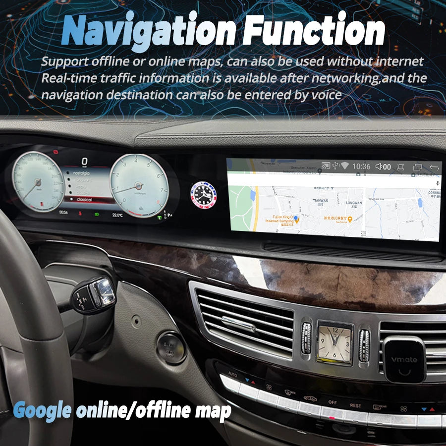 3-in-1 Integrated LCD Dual Screen For Benz S Class W221 S250 2006 - 2013 Carplay Android A | AUTOKITSHOP