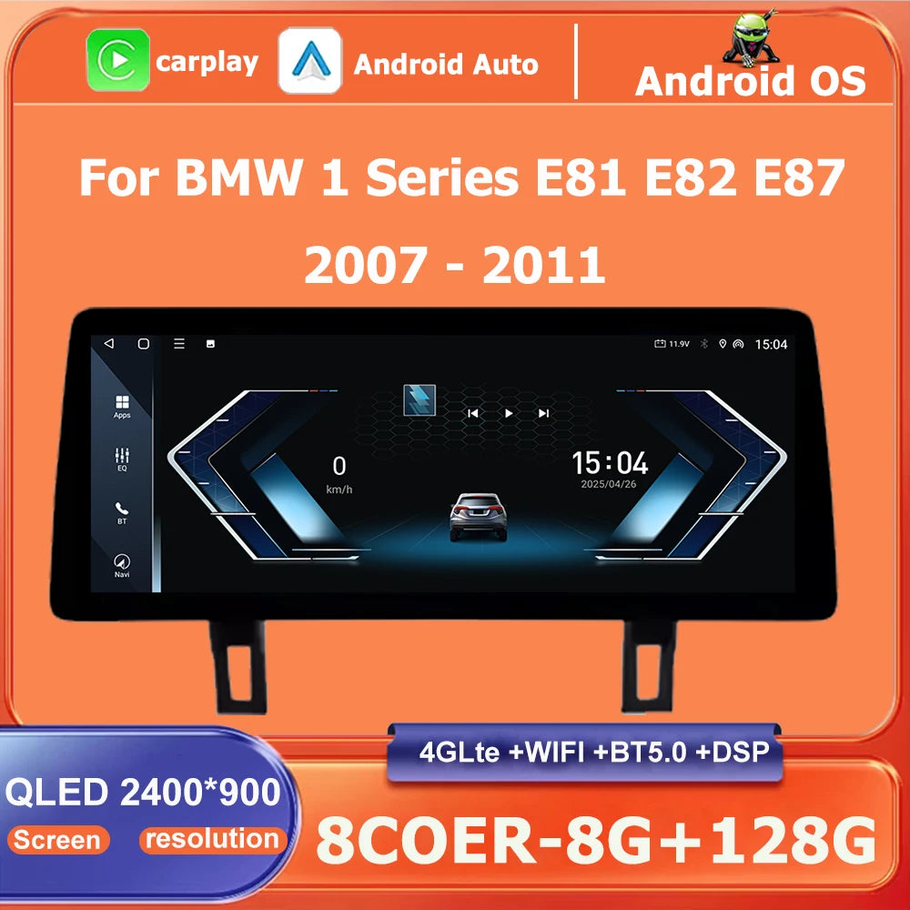 Android 16 Auto Multimedia Wireless Carplay Car Radio For BMW 1 Series E81 E82 E87 2007 -