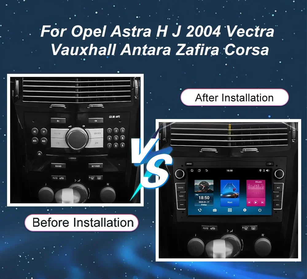 Silver Android For Opel Astra H J 2004 Vectra Vauxhall Antara Zafira Corsa Auto Radio Ster