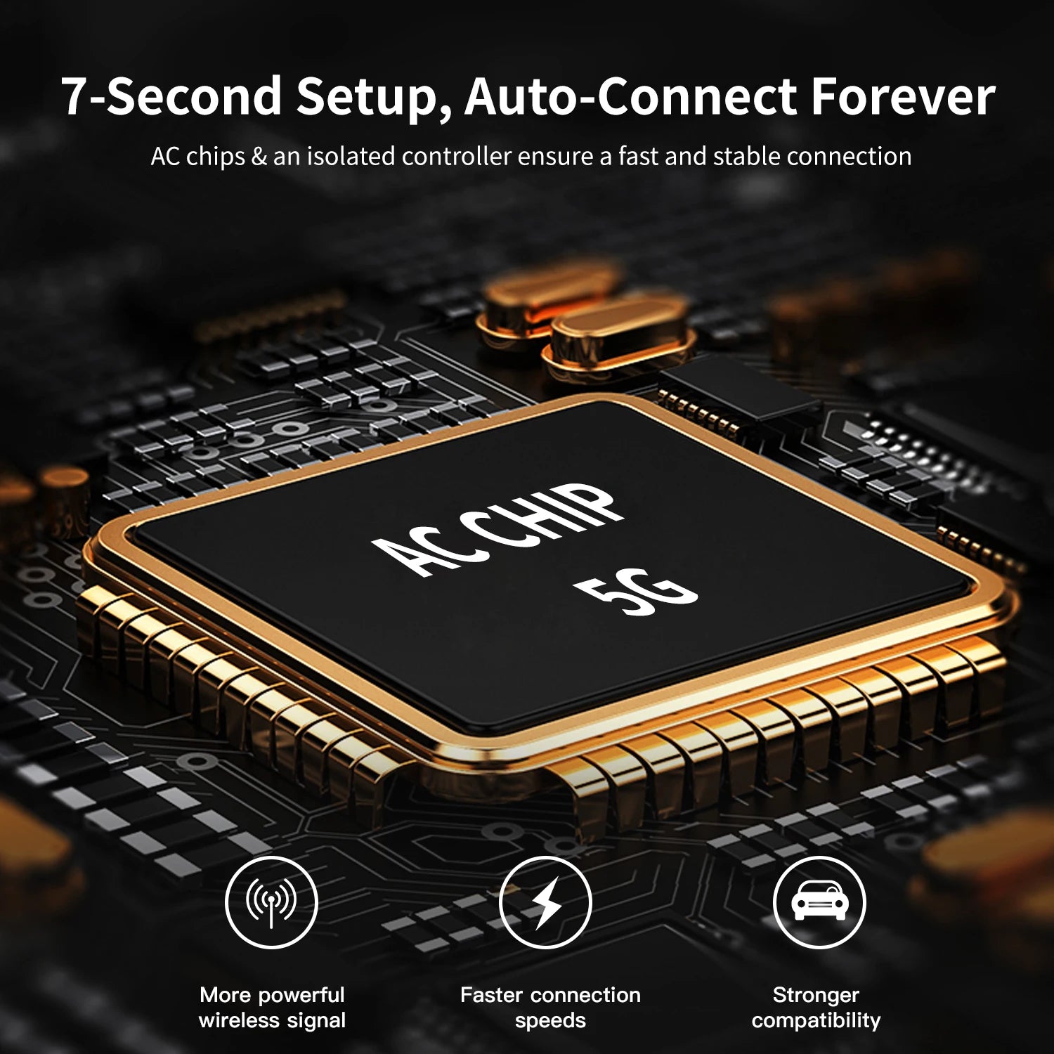 REEIIO WiFi Fast Connectivity 2-in-1 360 Degree Wireless Adapter CarPlay Android AUTO Car