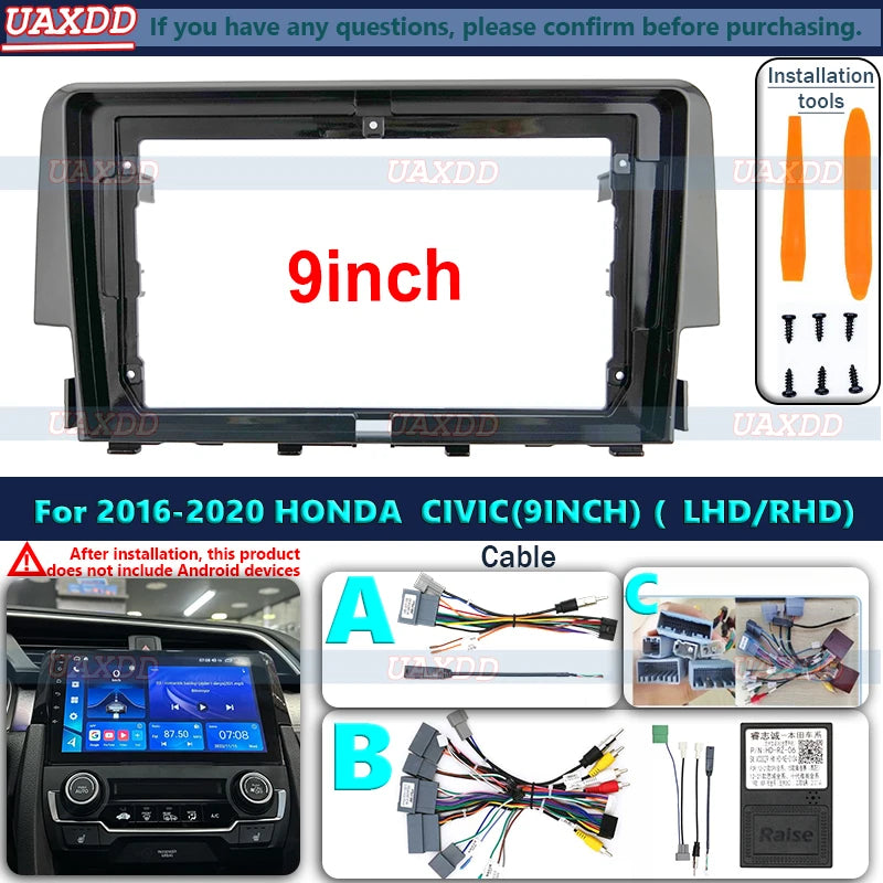 2 Din Car CD DVD Radio Android Fascia Multimedia for Honda 2016 Civic 9 Inch MP3 MP5 Video