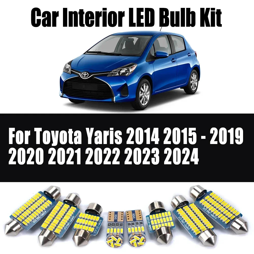 8-Piece LED Interior Light Kit for Toyota Yaris 2015 - 2020 - Canbus Dome Map Door Trunk Bulbs | AUTOKITSHOP