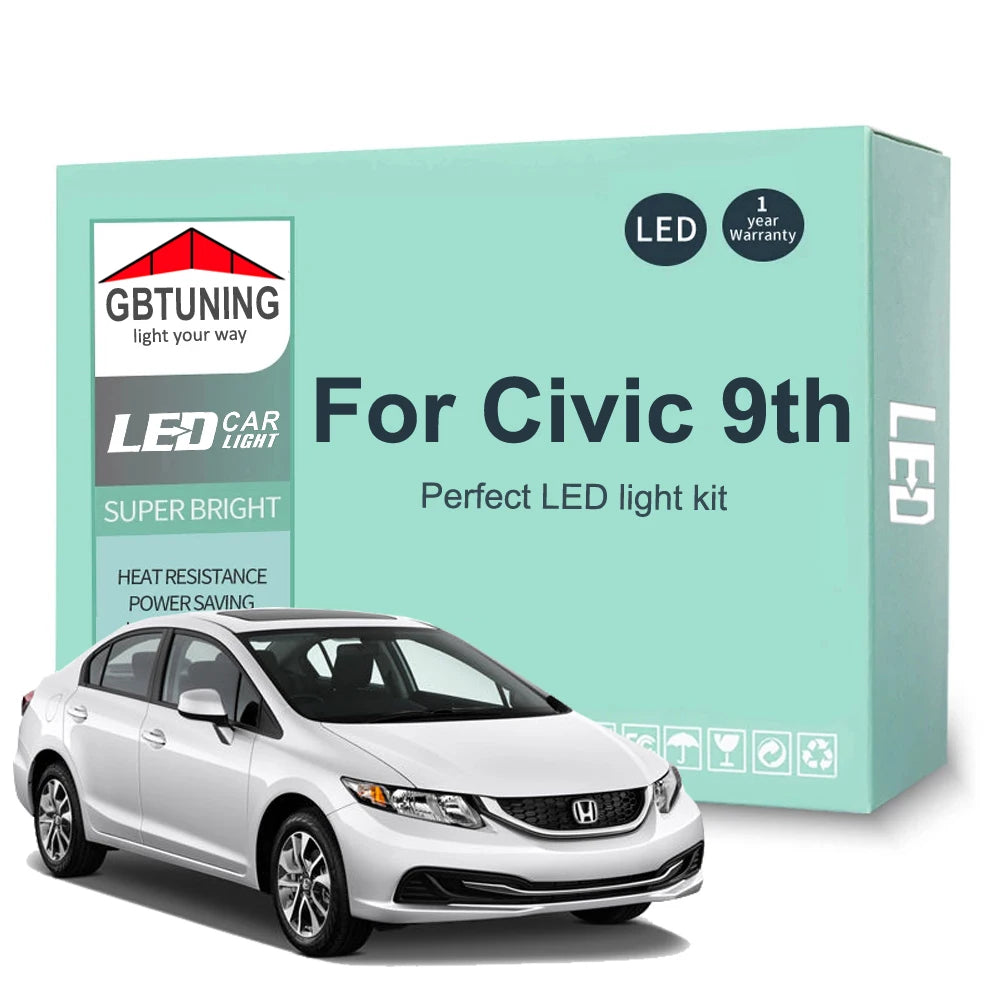 11-Piece LED Interior Light Kit for Honda Civic IX 9 MK9 9th Gen - Canbus Error-Free Bulbs | AUTOKITSHOP