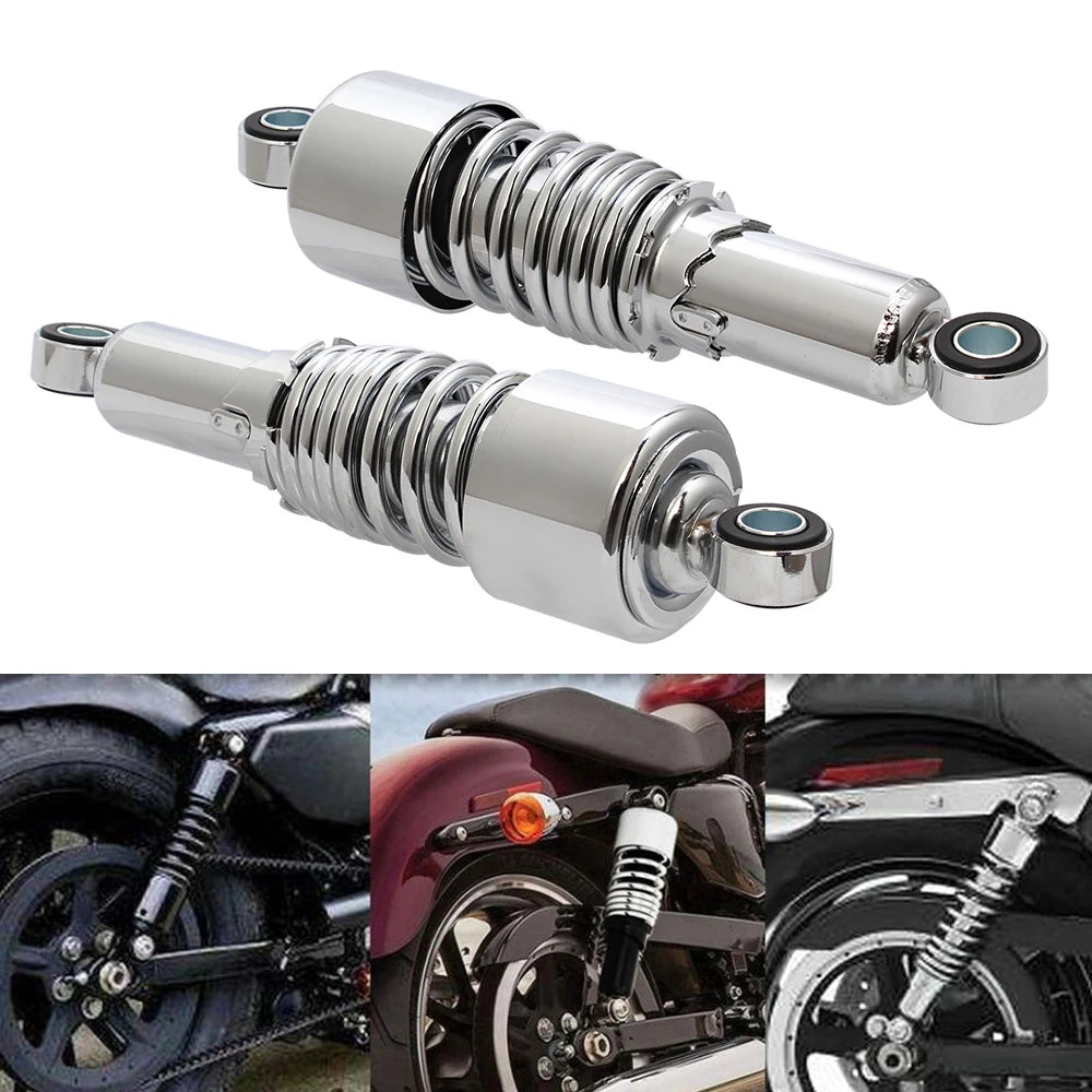 Pair Motorcycle Chrome 10.5'' 267mm Rear Shocks Absorber Suspension Fit For Harley Touring Sport - Automotive LED Light