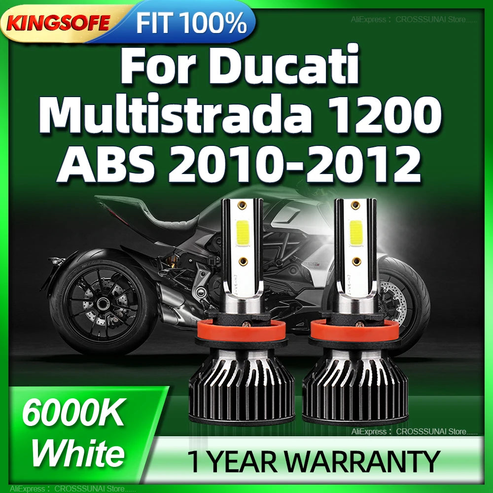 6000K Bright Motorcycle LED Bulbs 120W H11 Headlight with Fan Cooling For Ducati Multistra