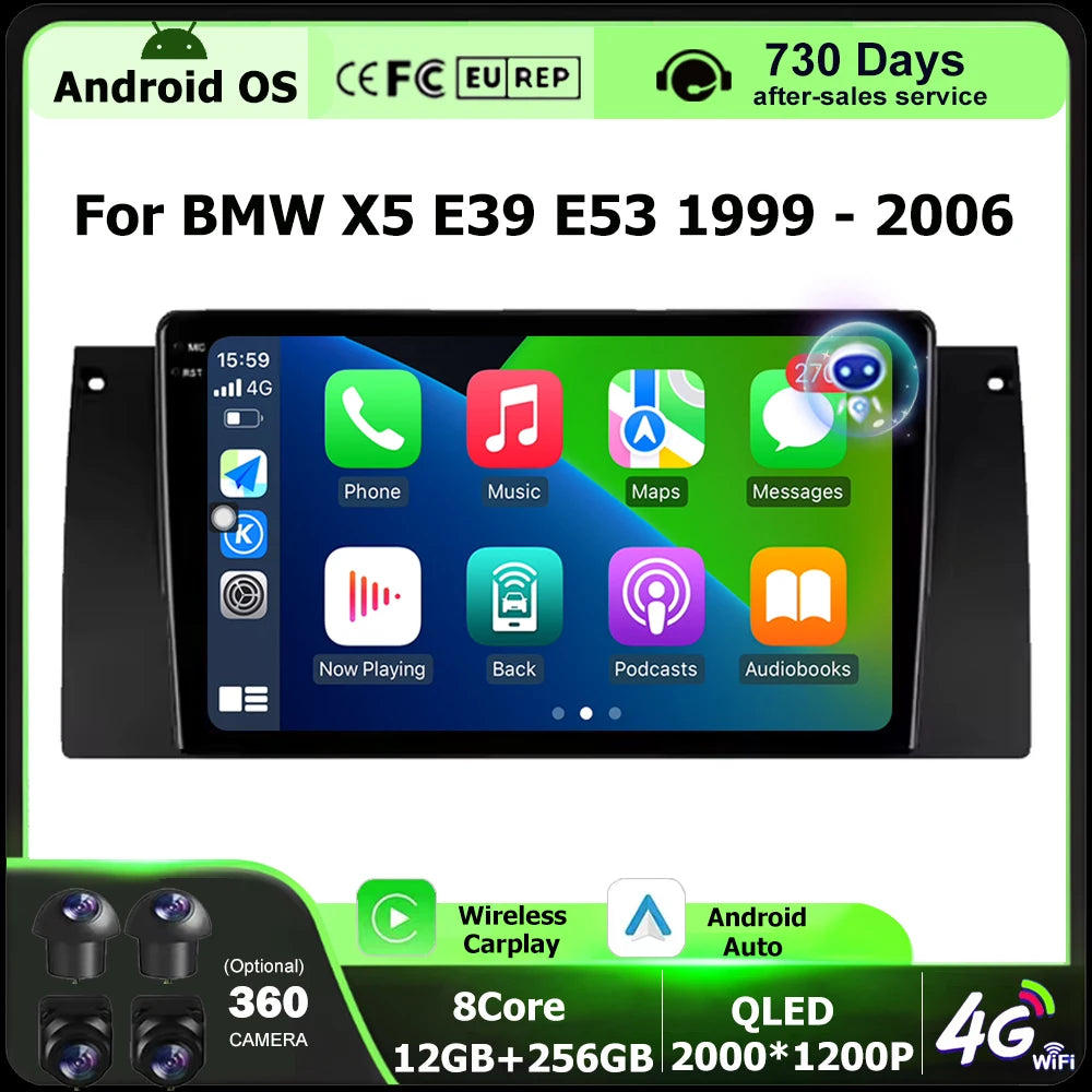 Car Radio Multimedia Video Player GPS Navigation Tools For BMW X5 E39 E53 1999 - 2006 Andr