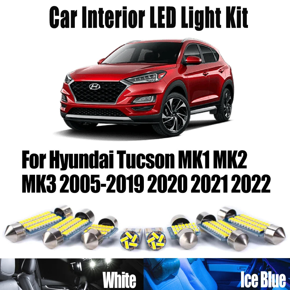 LED Interior Light Kit for Hyundai Tucson MK1 MK2 MK3 2005- 2021 - Canbus Dome Map Door Trunk Bulbs | AUTOKITSHOP