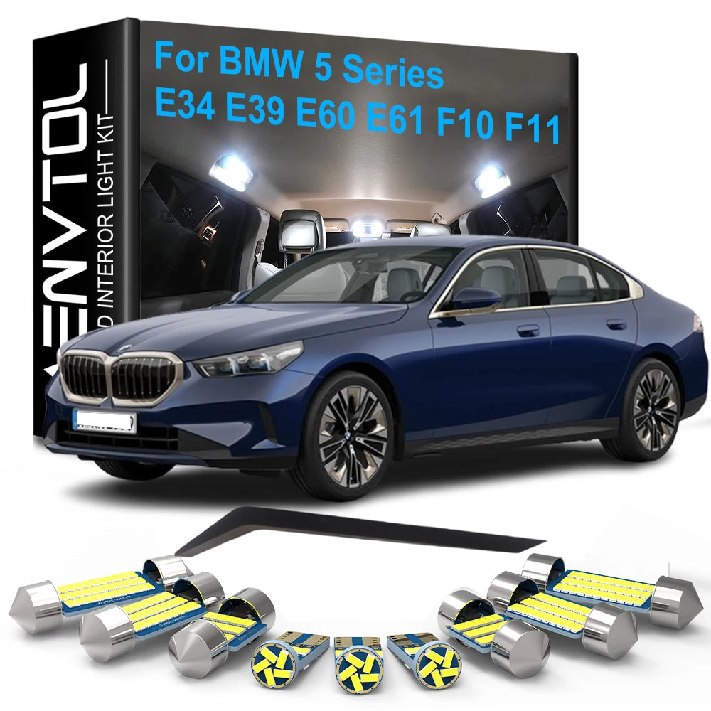 LED Interior Light Kit for BMW 5 Series E34 E39 E60 E61 F10 F11 520i 528i 530i 540i 550i Dome Trunk License plate Lam...