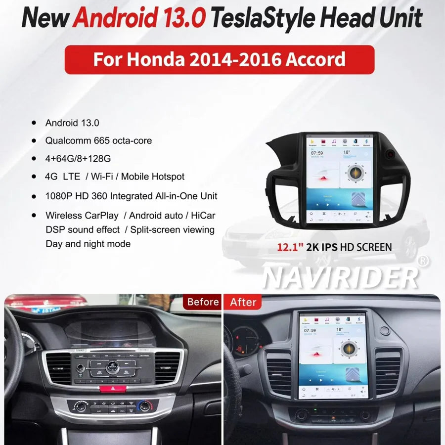 12.1” 8 Core Android Car Radio For Honda Accord 9 2012 2013 2014 2015 2016 2017 Multimedia | AUTOKITSHOP