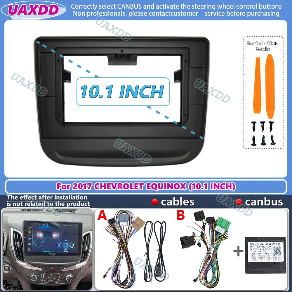 For 2017 CHEVROLET EQUINOX 10INCH 2 Din Car stereo radio Android frame panel fascia cable