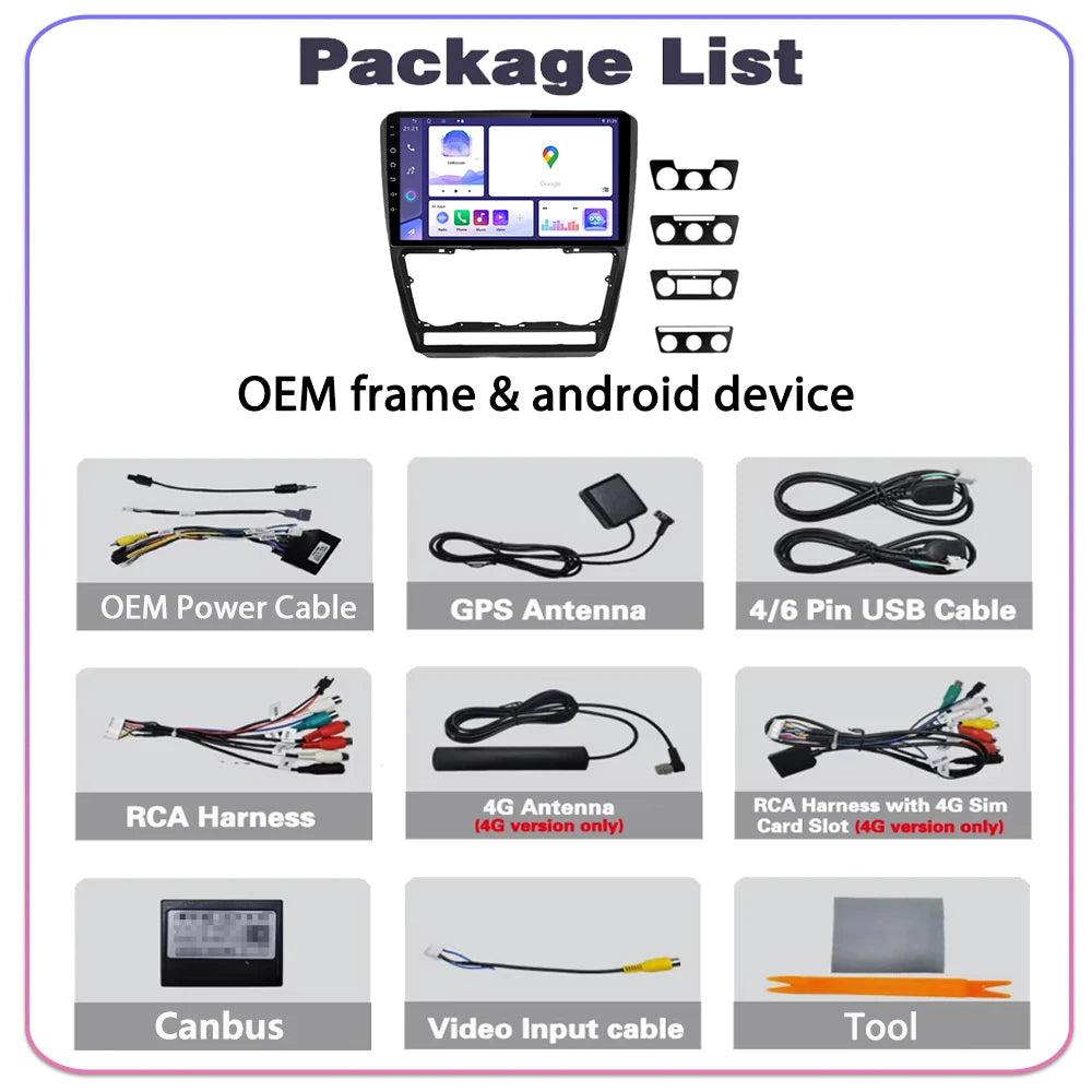Android 16 For Skoda Octavia 2 A5 2004 2005 2006 - 2013 Android Auto Car Navigation GPS St