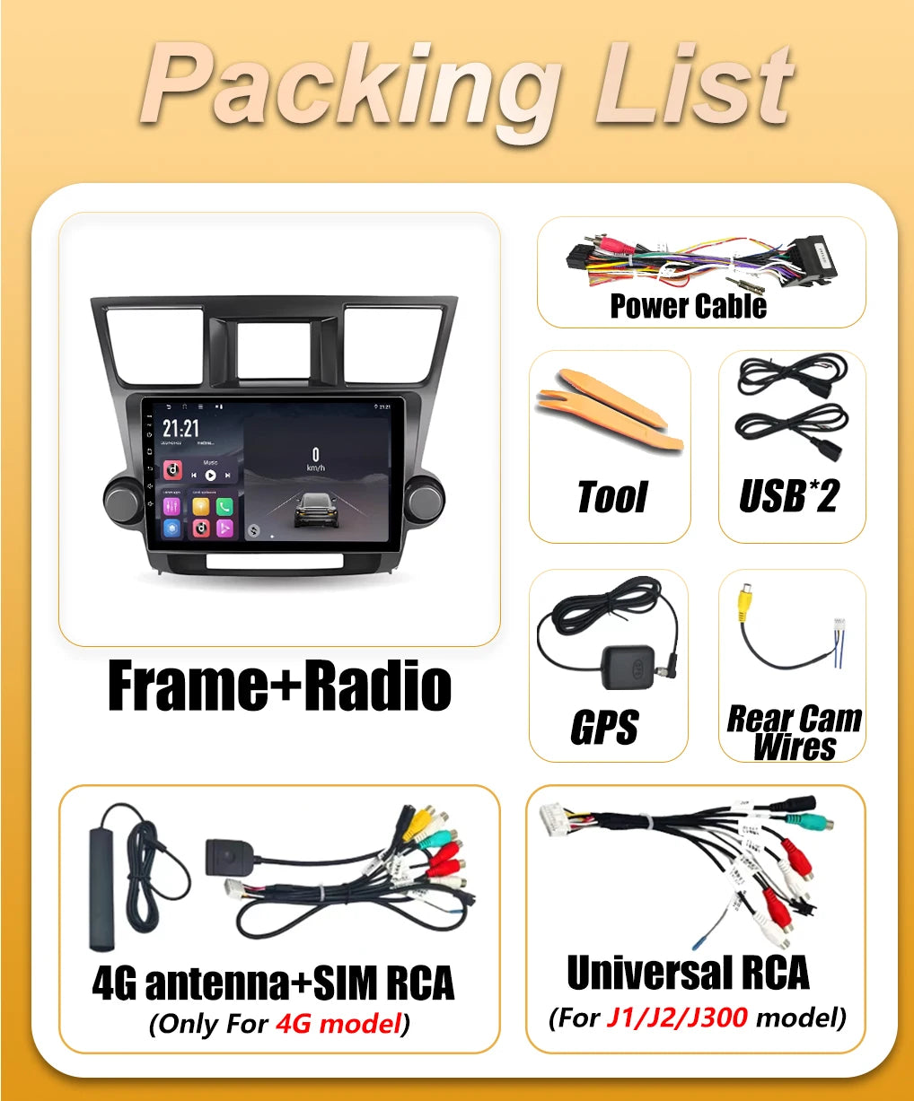 Android 16 Car Radio Auto For Toyota Highlander 2007 2008 2009 2010 2011 2012 2013 Video M | AUTOKITSHOP