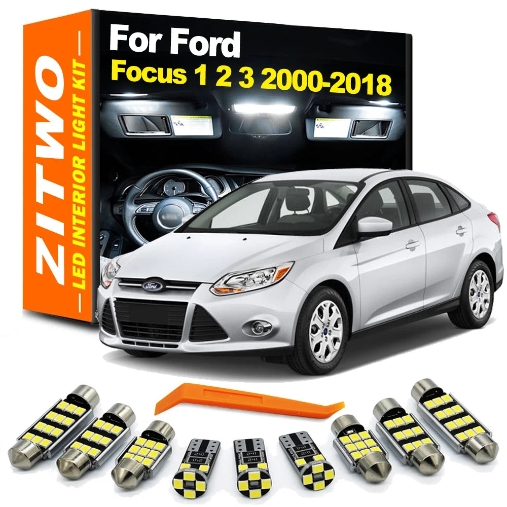 ZITWO LED Interior Dome Map Reading Light Kit Accessories For Ford Focus MK1 MK2 MK3 1 2 3 I II III  1998- 2015 2016 2017 2018
